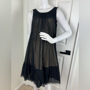 BCBGMaxazria Black Mesh Layers A-line Trapeze Dress Size 4. A27